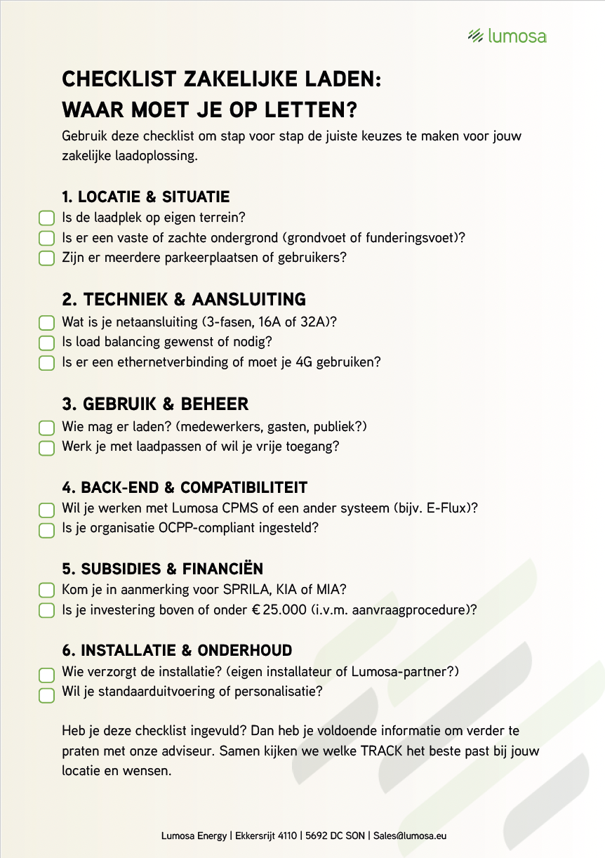 Checklist Lumosa Zakelijkladen