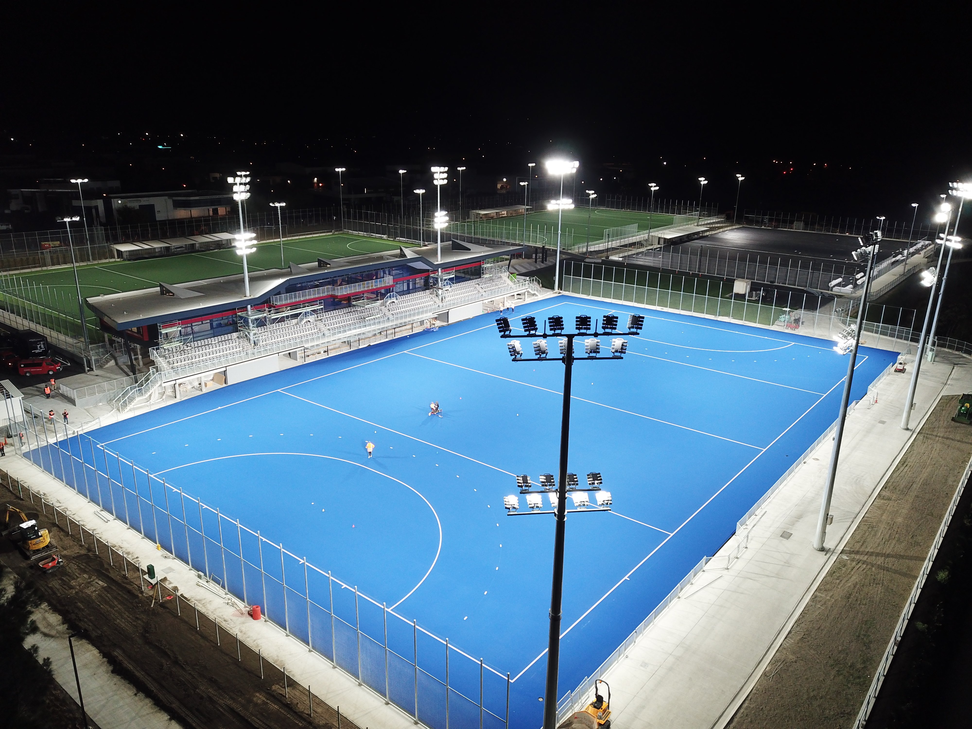 NZ North Harbour LED Lighting Sport Hockey Stadium Drone Low